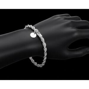 925 Stamped Sterling Silver 20CM 4MM Twisted rope chain Bracelet